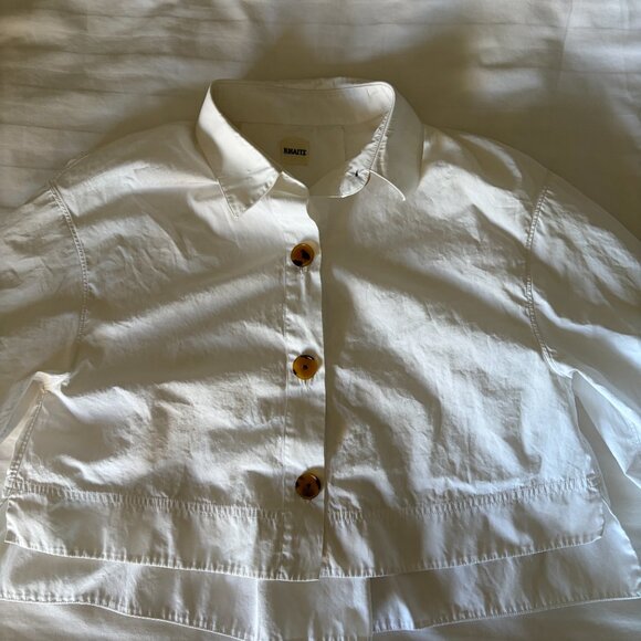 Khaite Cotton Crop Blouse White XS S - Picture 6 of 12